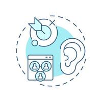 Social listening goals soft blue concept icon. Marketing research, analytics. Audience, communication. Round shape line illustration. Abstract idea. Graphic design. Easy to use in infographic vector