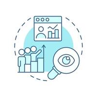 Social listening monitoring and analysis soft blue concept icon. Marketing metrics, statistics. Round shape line illustration. Abstract idea. Graphic design. Easy to use in infographic vector