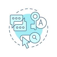Keywords and topics soft blue concept icon. Social media. Communication, conversation. Round shape line illustration. Abstract idea. Graphic design. Easy to use in infographic, presentation vector