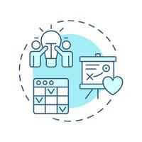 Create action plans soft blue concept icon. Team work, brainstorm. Business strategy. Round shape line illustration. Abstract idea. Graphic design. Easy to use in infographic, presentation vector