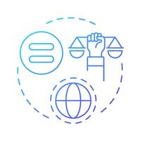 Equality right blue gradient concept icon. Social justice, human rights. Democracy, liberty. Round shape line illustration. Abstract idea. Graphic design. Easy to use in infographic, presentation vector