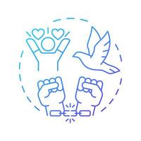 Slavery freedom blue gradient concept icon. Social justice, democracy. Human rights. Round shape line illustration. Abstract idea. Graphic design. Easy to use in infographic, presentation vector