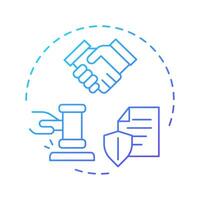 Legal remedy right blue gradient concept icon. Legislation, justice. Compensation statement. Round shape line illustration. Abstract idea. Graphic design. Easy to use in infographic, presentation vector
