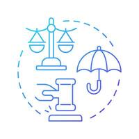 Law equality blue gradient concept icon. Equal protection, legal system. Legislation, justice. Round shape line illustration. Abstract idea. Graphic design. Easy to use in infographic, presentation vector