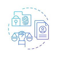 Recognition right blue gradient concept icon. Personal information, biometrics. Round shape line illustration. Abstract idea. Graphic design. Easy to use in infographic, presentation vector