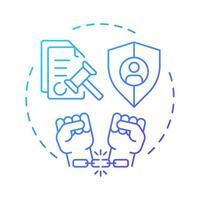 Arbitrary arrest freedom blue gradient concept icon. Personal freedom, democracy. Round shape line illustration. Abstract idea. Graphic design. Easy to use in infographic, presentation vector