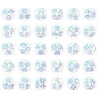 Human rights blue gradient concept icons. Law freedom, justice. Social equality, democracy. Icon pack. Round shape illustrations for infographic, presentation. Abstract idea vector