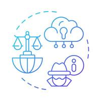 Privacy right blue gradient concept icon. Cyber security. System, access. Hacking, crime. Round shape line illustration. Abstract idea. Graphic design. Easy to use in infographic, presentation vector