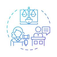 Fair trial right blue gradient concept icon. Equal protection. Freedom, legislation. Round shape line illustration. Abstract idea. Graphic design. Easy to use in infographic, presentation vector