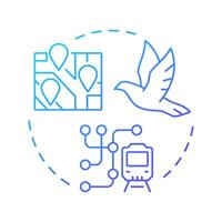 Movement freedom blue gradient concept icon. Urban transport, transportation. Navigation, travel. Round shape line illustration. Abstract idea. Graphic design. Easy to use in infographic, presentation vector