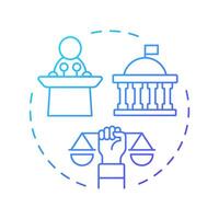 Participation in government right blue gradient concept icon. Political processes, public service. Round shape line illustration. Abstract idea. Graphic design. Easy to use in infographic vector