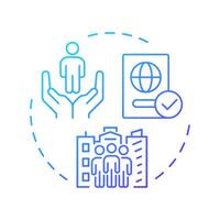 Nationality right blue gradient concept icon. Human dignity, citizenship. Ethnicity, culture. Round shape line illustration. Abstract idea. Graphic design. Easy to use in infographic, presentation vector