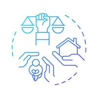 Asylum right blue gradient concept icon. Social protection, shelter. Society support. Round shape line illustration. Abstract idea. Graphic design. Easy to use in infographic, presentation vector