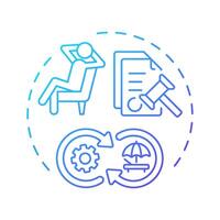 Right to rest and leisure blue gradient concept icon. Work life balance. Health care. Round shape line illustration. Abstract idea. Graphic design. Easy to use in infographic, presentation vector