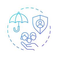 Social security right blue gradient concept icon. Government finance, insurance. Round shape line illustration. Abstract idea. Graphic design. Easy to use in infographic, presentation vector