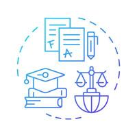Education right blue gradient concept icon. School tests, graduation. Learning, teaching. Round shape line illustration. Abstract idea. Graphic design. Easy to use in infographic, presentation vector