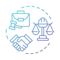 Right to work blue gradient concept icon. Employment compliance, regulation. Agreement, partnership. Round shape line illustration. Abstract idea. Graphic design. Easy to use in infographic vector
