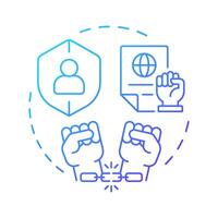 Oppression freedom blue gradient concept icon. Civil rights, social policy. Equality, discrimination. Round shape line illustration. Abstract idea. Graphic design. Easy to use in infographic vector