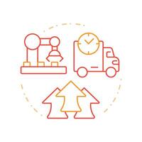 Improves on time delivery duo tone concept icon. Shipment deadlines coordination. Benefit of MRP II. Round two color outline illustration. Abstract design. Easy to use in article vector