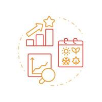 Seasonal demand forecasting duo tone concept icon. Analyzing historical sales data. Benefit of MRP II. Round two color outline illustration. Abstract design. Easy to use in booklet vector