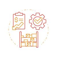 Reduces inventory costs duo tone concept icon. Streamlining inventory processes. Benefit of MRP II. Round two color outline illustration. Abstract design. Easy to use in booklet vector