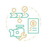 Manufacturing resource planning duo tone concept icon. Efficient management of manufacturing processes. Round two color outline illustration. Abstract design. Easy to use in booklet vector