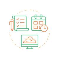 Planning reports duo tone concept icon. Future manufacturing activities scheduling strategy. MRP output. Round two color outline illustration. Abstract design. Easy to use in booklet vector