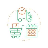Planned order releases duo tone concept icon. Optimizing inventory levels and production flow. MRP outputs. Round two color outline illustration. Abstract design. Easy to use in booklet vector