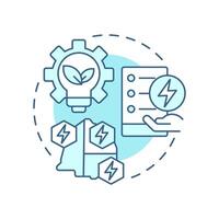 Energy management plan soft blue concept icon. Green power, electrification. Strategy, organization. Round shape line illustration. Abstract idea. Graphic design. Easy to use in infographic vector