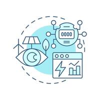 Energy review soft blue concept icon. Power consumption tracking, monitoring. Meter, statistics. Round shape line illustration. Abstract idea. Graphic design. Easy to use in infographic vector