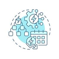 Top down switching soft blue concept icon. Energy consumption management, control. Monitoring, tracking. Round shape line illustration. Abstract idea. Graphic design. Easy to use in infographic vector