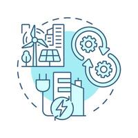 CEMS soft blue concept icon. City electrification, energy management. Control system. Round shape line illustration. Abstract idea. Graphic design. Easy to use in infographic, presentation vector