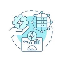 Centralized optimization EMS soft blue concept icon. Consumption control, energy generation. Round shape line illustration. Abstract idea. Graphic design. Easy to use in infographic vector