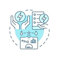 Forecast based EMS soft blue concept icon. Statistical metrics. Energy consumption management. Round shape line illustration. Abstract idea. Graphic design. Easy to use in infographic vector