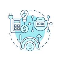 Price reactive system soft blue concept icon. Consumption meter, bill calculation. Round shape line illustration. Abstract idea. Graphic design. Easy to use in infographic, presentation vector