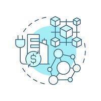 Transactive control soft blue concept icon. Decentralized system. Energy consumption, urban. Round shape line illustration. Abstract idea. Graphic design. Easy to use in infographic vector