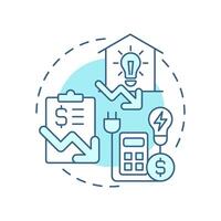Lower energy bill soft blue concept icon. Taxes, calculation. Finance, electricity. Round shape line illustration. Abstract idea. Graphic design. Easy to use in infographic, presentation vector