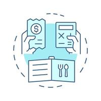 Recipe costing soft blue concept icon. Calculating expenses for dishes cooking. Menu engineering. Round shape line illustration. Abstract idea. Graphic design. Easy to use in presentation vector