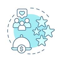 Stars dishes soft blue concept icon. Highly profitable and popular goods. Menu engineering matrix. Round shape line illustration. Abstract idea. Graphic design. Easy to use in presentation vector
