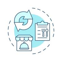 Redesign menu soft blue concept icon. Presentation of dishes. Restaurant management strategy. Round shape line illustration. Abstract idea. Graphic design. Easy to use in promotional material vector