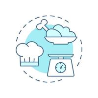 Portion control soft blue concept icon. Dished cooking improvement strategy. Restaurant business. Round shape line illustration. Abstract idea. Graphic design. Easy to use in promotional material vector