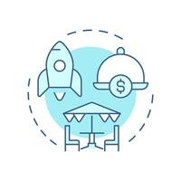 Restaurant startup costs soft blue concept icon. Financial strategy. Operational expenses. Round shape line illustration. Abstract idea. Graphic design. Easy to use in promotional material vector