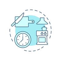Kitchen workflow soft blue concept icon. Organized sequence of cooking tasks. Restaurant management. Round shape line illustration. Abstract idea. Graphic design. Easy to use in presentation vector
