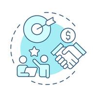 Top managers soft blue concept icon. Highest level of leadership within organization. Company CEO. Round shape line illustration. Abstract idea. Graphic design. Easy to use in presentation vector