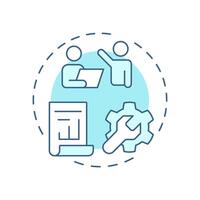First line managers soft blue concept icon. Bottom positions in corporate supervision. Business career. Round shape line illustration. Abstract idea. Graphic design. Easy to use in presentation vector