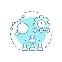 Middle managers soft blue concept icon. Bridge between top and frontline in organization. Corporate role. Round shape line illustration. Abstract idea. Graphic design. Easy to use in booklet vector
