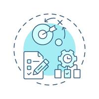 Organisation soft blue concept icon. Planning, prioritizing and coordinating tasks. Line manager skill. Round shape line illustration. Abstract idea. Graphic design. Easy to use in booklet vector