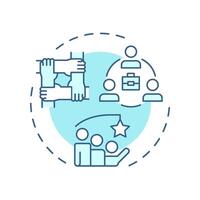 Team building soft blue concept icon. Fostering strong work relationships. Line manager responsibility. Round shape line illustration. Abstract idea. Graphic design. Easy to use in booklet vector