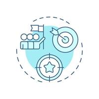 Set team goals soft blue concept icon. Planning tasks and targets. Line manager responsibility. Round shape line illustration. Abstract idea. Graphic design. Easy to use in presentation vector