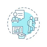 Coach and support employees soft blue concept icon. Helping team members succeed. Line manager responsibilities. Round shape line illustration. Abstract idea. Graphic design. Easy to use in booklet vector